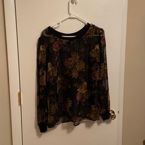 Target a new day blouse black floral XL NWT